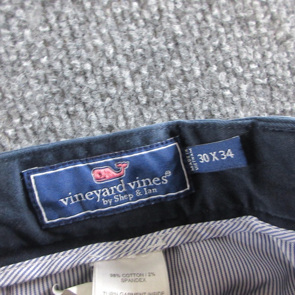 Vineyard Vines Pants Mens 30x34 Blue Stretch Chino Flat Front Straight Casual - Picture 2 of 8